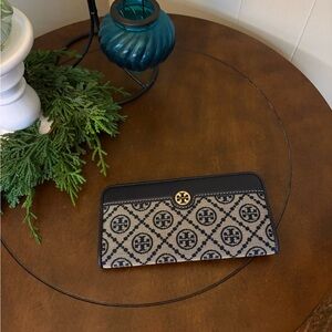 Tory Burch navy monogram wallet